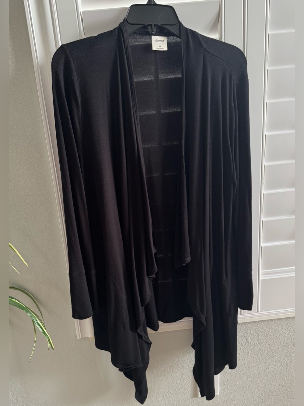 Soma Women’s Black Medium Long Sleeve Knit Duster Asymmetrical Hem Cardigan